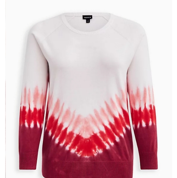 NWT Torrid White RED Tie Dye Sweater Sz - Picture 2 of 6